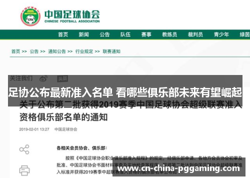 足协公布最新准入名单 看哪些俱乐部未来有望崛起